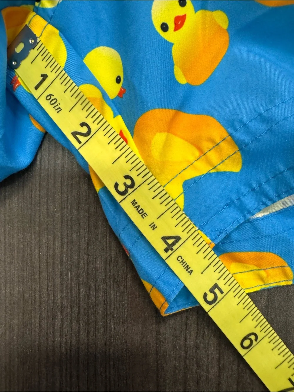 Men's Blue Swim Trunks with Yellow Rubber Duck Print